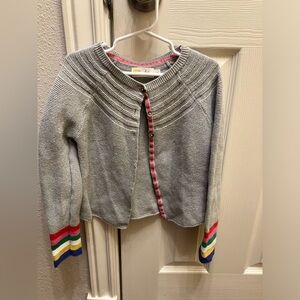 Mini Boden Rainbow striped sleeve cardigan sweater 7/8